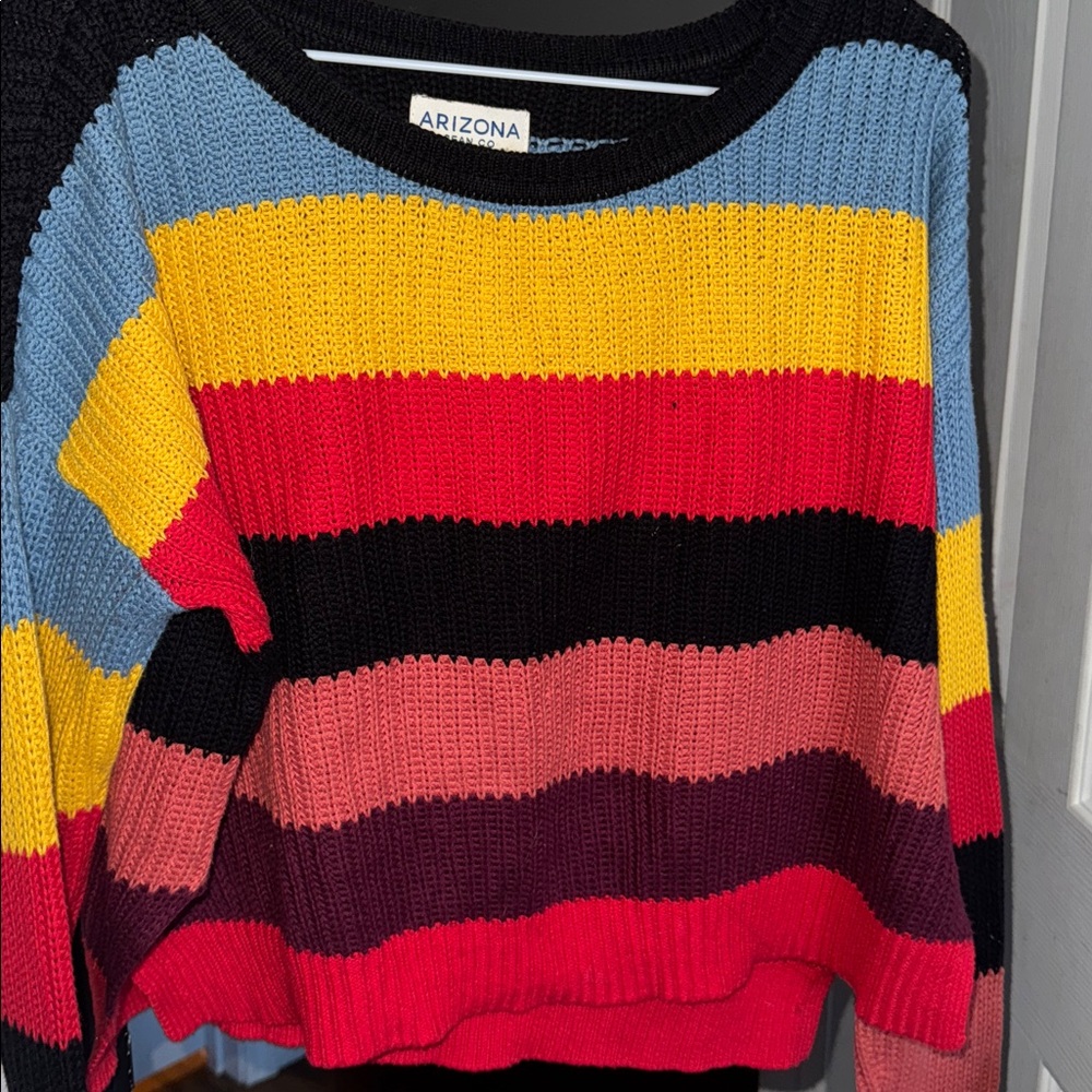 Arizona Striped cropped Knit Sweater with slits on the side
